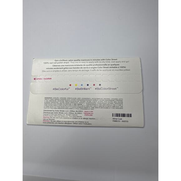 NWT Color Street “Silver Lust” Silver Shimmery Shade Nail Strips - Picture 4 of 4